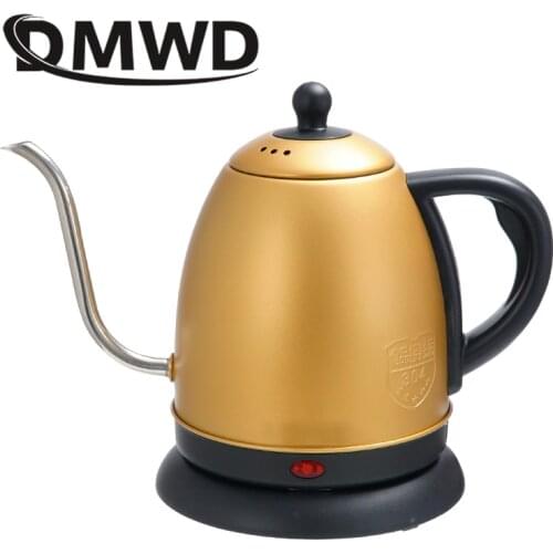 DMWD Long Mouth Stainless Steel Boiling Electric Kettle 1L Powerful Hot Water Boiler Pot Safety Auto-off Function Heating Teapot