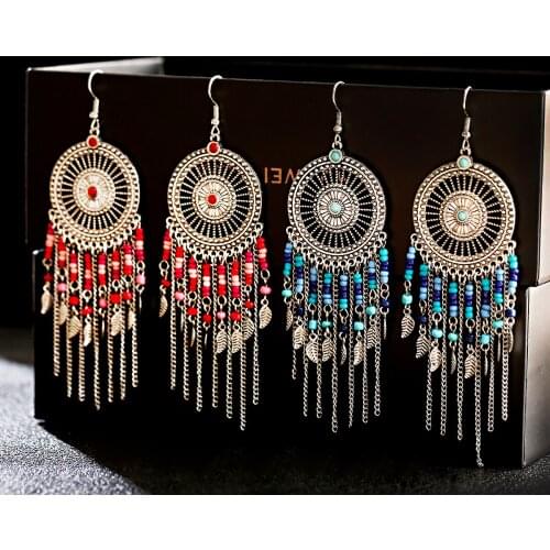 Indian Earrings Jhumka Womens Ethnic Long Tassel Earrings Retro Round Classic Vintage Bell Wedding Jewelry