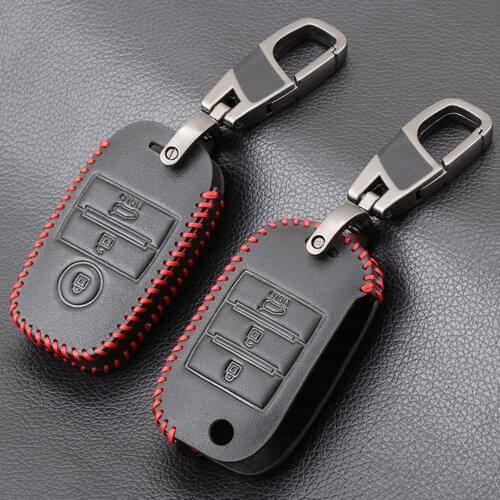 Leather Remote Key Case Cover For Kia Rio K2 Sportage 2018 2019 Cerato K3 Optima K5 Ceed Sorento Soul Forte Sportage R 2011-2015