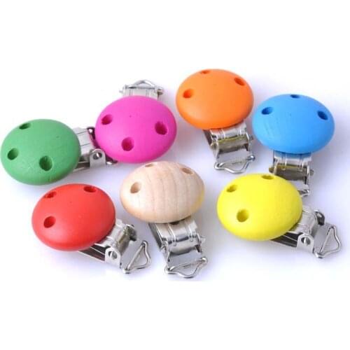 1PCs Baby Pacifier Clip Round Wood Charms For Hamemake DIY Craft 30x45mm MT0123X