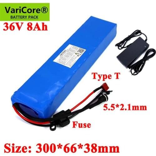 VariCore 36V 8.0Ah E-bike 18650 lithium battery pack Electric bicycles Scooter built-in 30A BMS and Fuse device 600W 42V Charger
