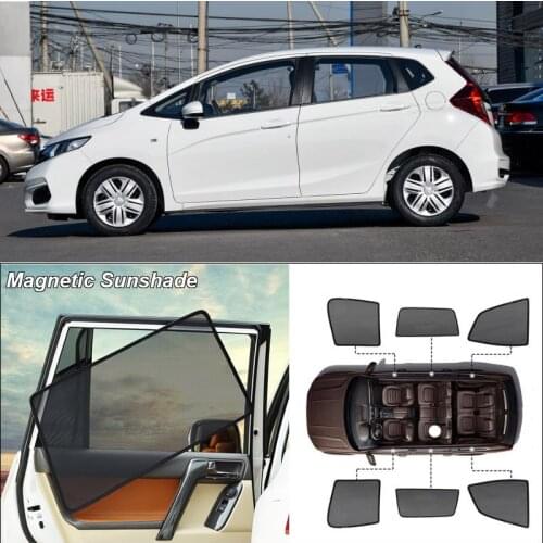 Car Side Windows Magnetic Sun Shade UV Protection Ray Blocking Mesh Visor For Honda Fit 2014-2019 Curtain Accessories