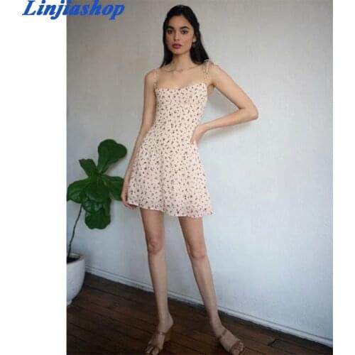 Fashion summer dress women slash neck short sleeve elegant holiday beach floral print lining french mini dress femme vestidos