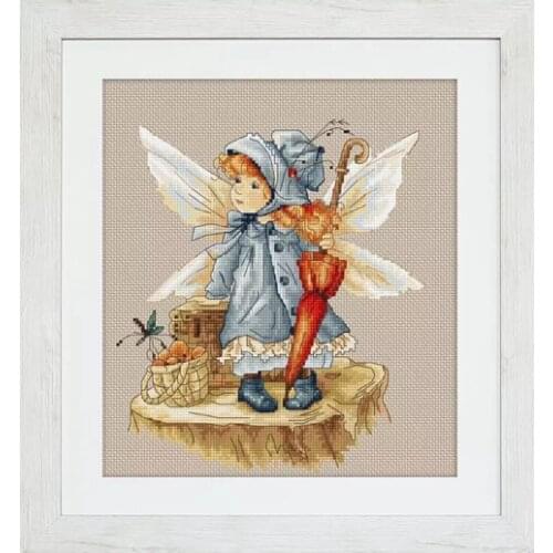 Oneroom Top Quality Lovely Cute Counted Cross Stitch Kit Umbrella Fairy Girl luca-s luca