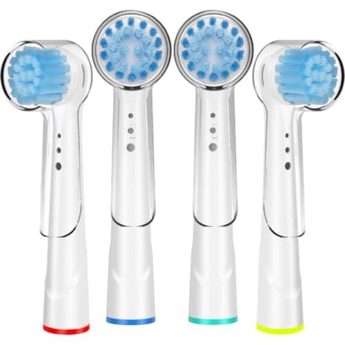 4Pcs Sensitive Soft Toothbrush Heads with Cap for Oral B Toothbrush Heads Compatible with Oral B Electric Toothbrush