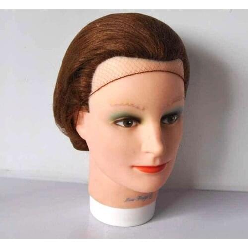 Invisible hair nets disposable hairnet 20inch brown color dance hair net 144pcs/bag 5mm nylon net in stock with elastic edge