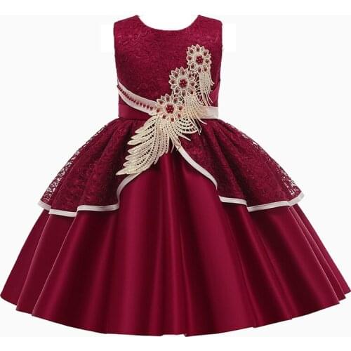 2021 Fashion New Children Bridesmaid Dresses Sleeveless Evening Dress Wedding Dress Embroidered Princess Dresses Vestidos