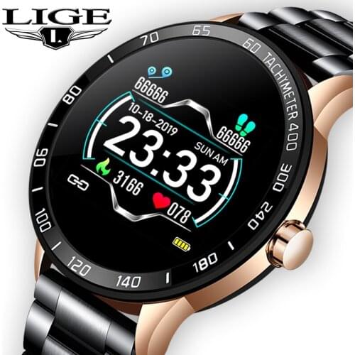 LIGE New Sport Smartwatch OLED Fitness-Tracker Color-Screen Blood-Pressure Multi-Function Smart Watch for Andriod iOS