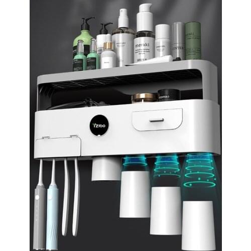GURET New Magnetic Toothbrush Holder With Cups Double Layer Storage Rack For Bathroom Accessories Wall Mount Toothpaste Squeezer