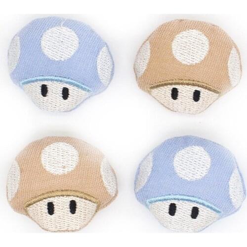 Wholesale 50pcs 40*45mm Kawaii Cotton Fabric Patch Sticker Girls Hair Jewelry DIY Doll Kawaii Mushroom Buttons clip Headband