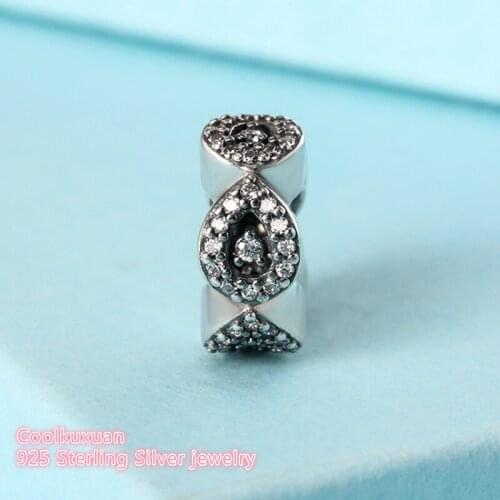 Autumn Original 925 Sterling Silver Cascading Glamour Spacer, Clear CZ Beads Fit Pandora Charms Bracelet Diy Jewelry Making