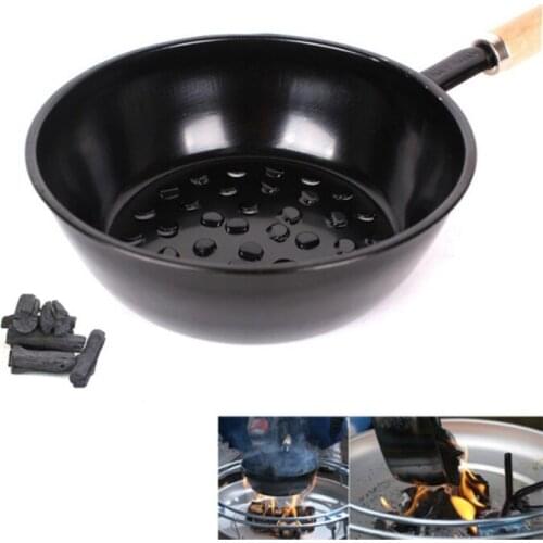 Chimney Charcoal Starter Pot Barbeque Safe Wood Handle Lighter Basket Canister for Grilling Coal Burner