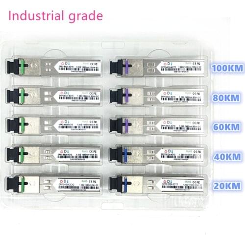 SC SFP Fiber optic module Industrial grade -40~+80 Celsius 1.25G20/40/60/80/100KM 1310/1490/1550nm compatible optical module