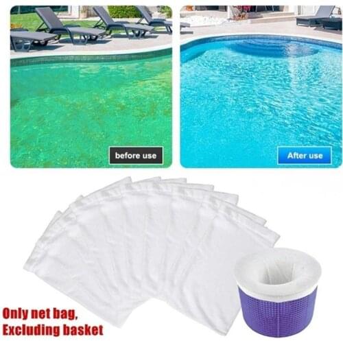 Skimmer Basket Filter 20 Pcs Removes Leaves Cleaning Tool Durable Pool Skimmer Socks Easy Install Protection Pump Nylon Elastic