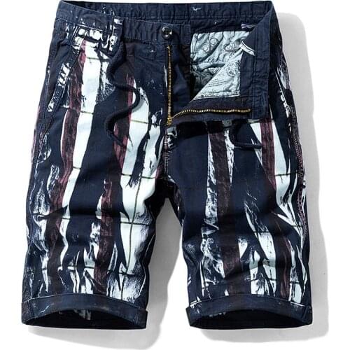 TEHEZAD American Style Outdoor Multi-Pocket Shorts Mens Straight Zipper Pants Middle Striped Casual Five-Point Cargo Shorts