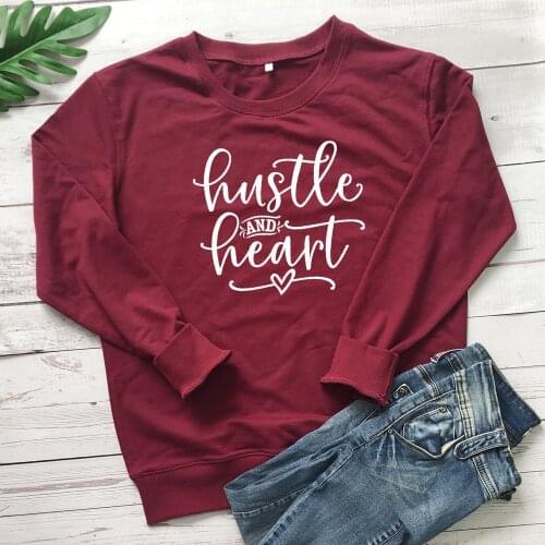 Hustle And Heart Arrow Sweatshirt Casual Women Graphic Motivational Sweatshirts Ladies Inspirational Workout Pullovers Outfits