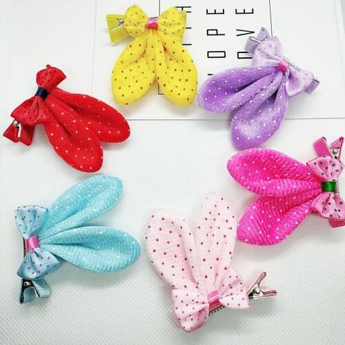Lovely Pet hair clip Rabbit Ear Dog Hair Accessories pet grooming dog hairpin Girls Plush Cute Rabbit Ear Hair Clip 2pcs