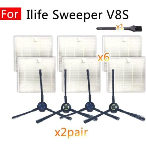 For ILIFE v8S Hepa Filter Side Brush Robot Vacuum Cleaner Equipment Spare Parts Hepa Fitting Replacement Household Accessories