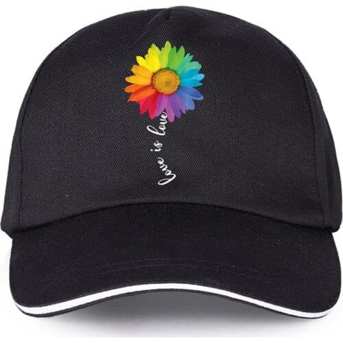 Love is Love Rainbow Sunflower Baseball Cap Vintage LGBT Gay Lesbian Pride Hat for Men Women