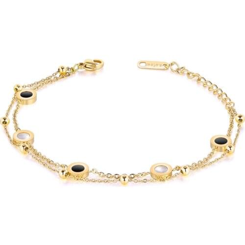 Women Bracelet Summer Jewelry Double-sided Black and White Shell Bracelet Chain For Woman Gift Jewellry B1209