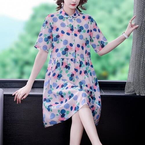 Summer Print Casual 3XL Plus Size Ramie Shirt Sundress 2021 Korean Floral Vintage Midi Dress Women Bodycon Elegant Party Vestido