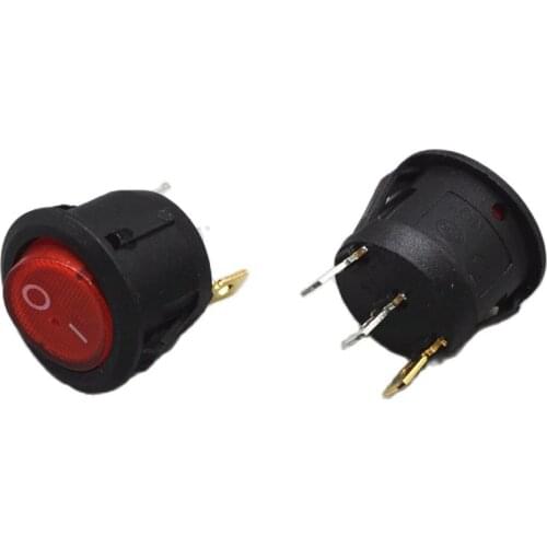 100PCS KCD1 KCD1-105 with light RED Rocker Switch 3-PIN ON-OFF 6A/250v 20mm Round button switches ROHS Free shipping D