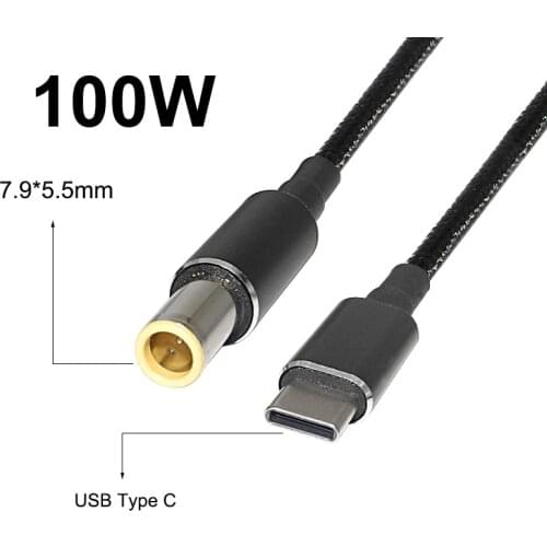 100W PD Charging Cable Cord USB Type C to 7.9x5.5mm Power Adapter Connector for Lenovo Thinkpad T400 T410 T420 T430 T400 E420