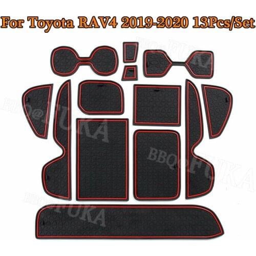 13x Car Inner Gate Slot Mats Non-slip Cup Holder Pads For Toyota RAV4 2019 2020 RHD
