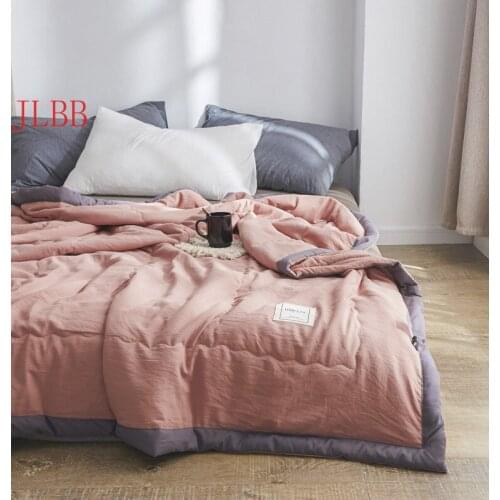 2020 new summer throw Quilt washed cotton duvet pink bed cover Freshness patchwork comforter Solid Japan style home duvet double