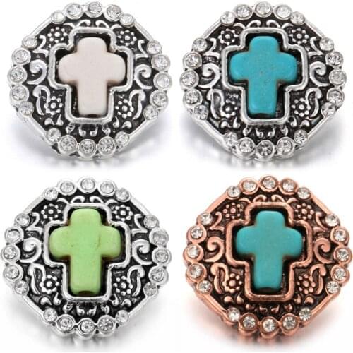 6pcs/lot New Snap Button Jewelry Rhinestone 18 Mm Cross Snap Buttons Fit Leather Snap Bracelet Bangle Charms Jewelry