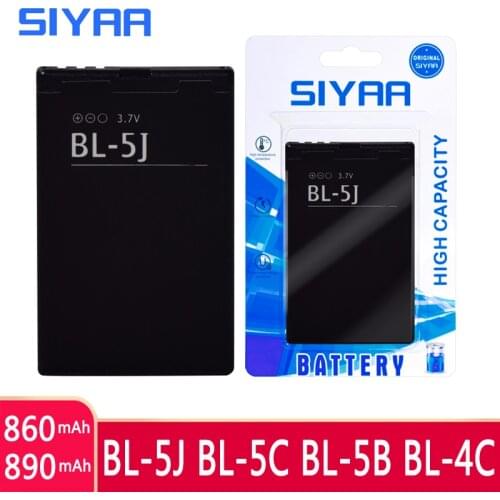 SIYAA BL-5J BL-5C BL-5B BL-4C Phone Battery For Nokia C2-01 N70 N72 5070 6100 Lumia 520 5228 X6 5800 XpressMusic N900 C3 Battery