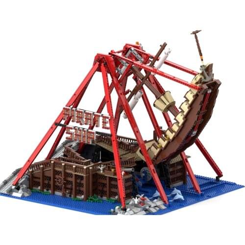 Authorized 2389Pcs Theme Park Pirate Ship Ride MOC-67413 Bricks Toy Compatible 10261 10247 10257 71040 - Static /Dynamic Verison