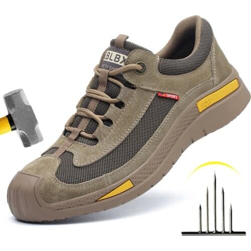 Breathable Safety Shoes Mens Work Boots Steel Toe Cap Puncture-Proof Indestructible Security Shoes Light Comfortable Sneakers