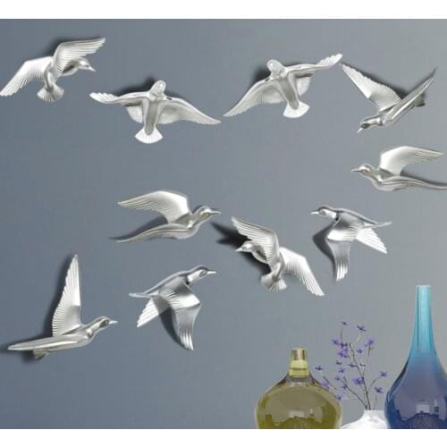 European Creative Resin Wall Hanging Seagull Bird Stereoscopic Wall Decoration Living Room Porch Sofa TV Background Decoration