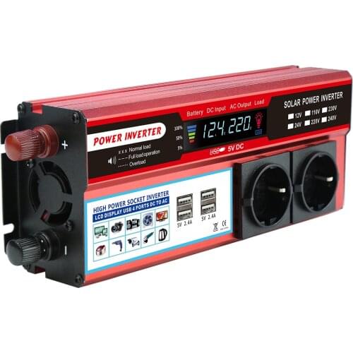 Pure Sine Wave Inverter DC 12v/24v To AC110V Power 1000W 1500W 2000W Charger Converter Adapter Universal EU Socket