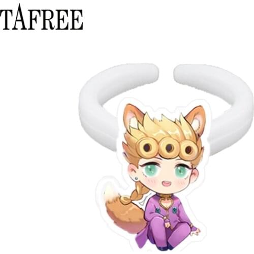 TAFREE Kids Anime JOJO Resin Finger Rings Bizarre Adventure Cartoon Figure Acrylic Ring New Cute Children Jewelry Dropshipping