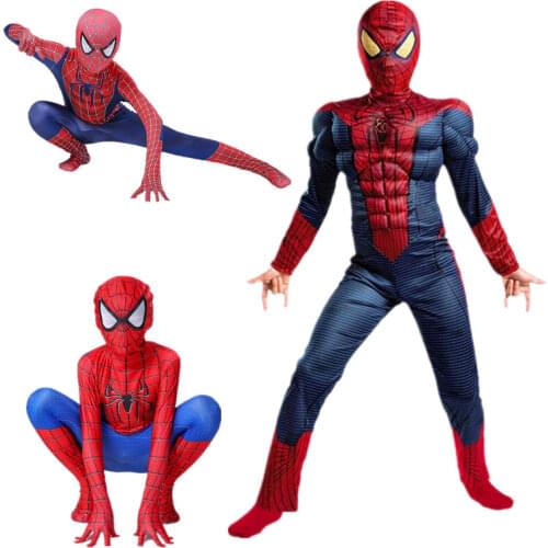 Boys Girls Hulk/Spiderman/Iron Man/venom Superhero Jumpsuit Child Halloween Avengers Cosplay Costume Shield Gloves Props Gifts