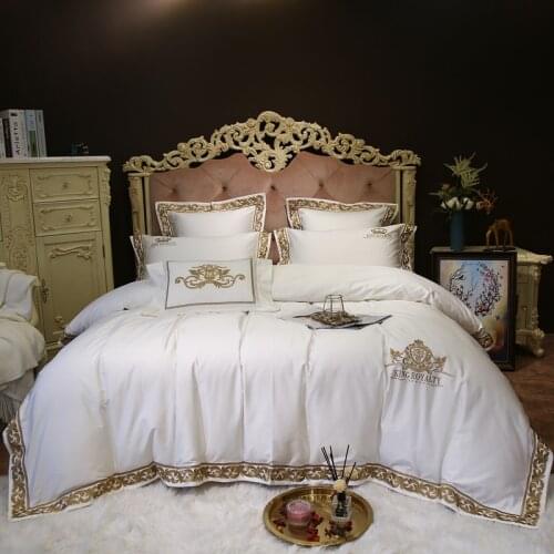 Luxury 1000TC egyptian cotton Queen King Bedding Set 4/7pcs Bed cover Bedsheet Duvet Cover High-end sample room Bed set