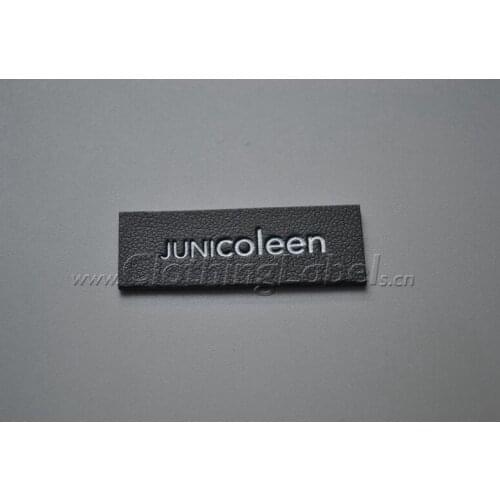 Custom leather label , black leather label, logo printed PU leather for bags jeans accept small order leather label for clothing