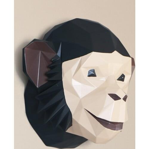 CREATIVE ORIGAMI ANIMAL HEAD WALL DECOR HOTEL HOME LIVINGROOM MONKEY LION ORANGUTAN WALL HANGING WALL MURAL ORNAMENT R2701