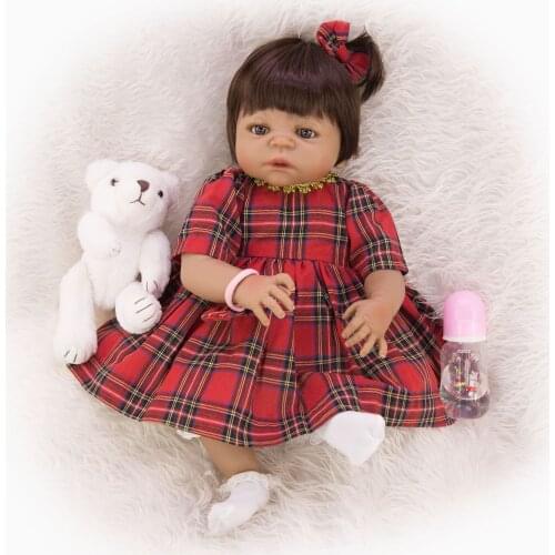 About 56CM 1.8kg Silicone Reborn Dolls African girl Baby Realistic Doll Reborn black Vinyl skin lol Boneca BeBes Reborn Doll toy