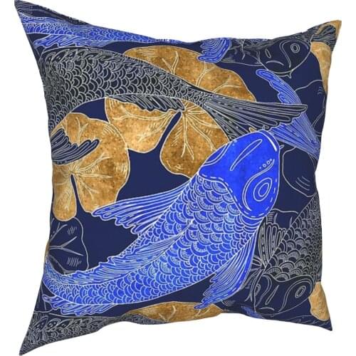 Koi Fish Pond Pillowcase Home Decorative Carp Water Cushion Cover Throw Pillow for Home Polyester Double-sided Printing Casual