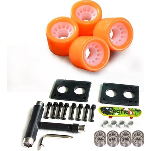 STRIKATE New Longboard Wheels Set 70mm 78A Colorful PU Skateboard Wheels Transparent With Riserpad And Bearing Bolts Screws