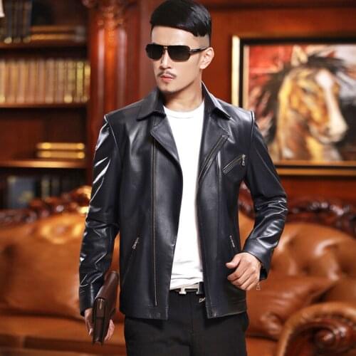 Sheepskin Coat Spring Autumn Genuine Leather Jacket Motorcycle Jackets Men Cuero Genuino L14C661 YY267