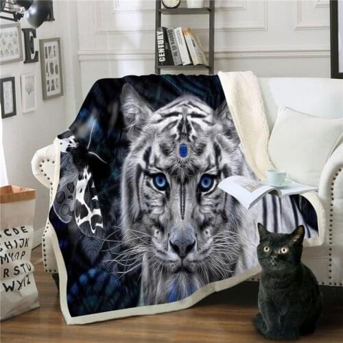 Digital tigers 2019 polar fleece throw blanket warm keeping bedspread