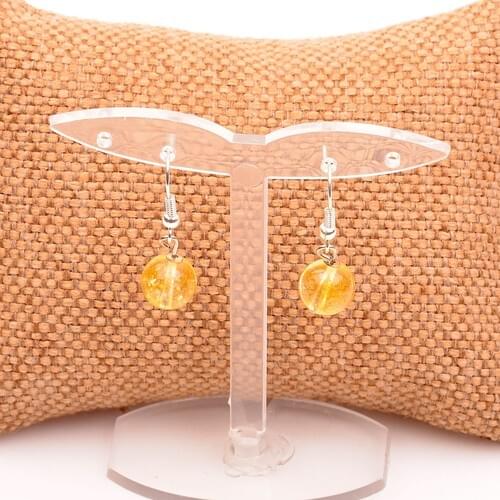 Citrine Stone Earrings Stylish Orange Modern Polite Custom Design