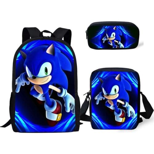 SONIC RACING Custom pattern 3D print Cartoon School Bags 3pcs/set Boys Cool Kids Backpack School Bag Children Bookbag