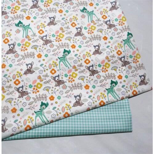 Quilting Twill Cotton Fabric Sewing Children 's Bedding Cotton Fabric DIY Crafts Household Supply Printing Deer Breathable