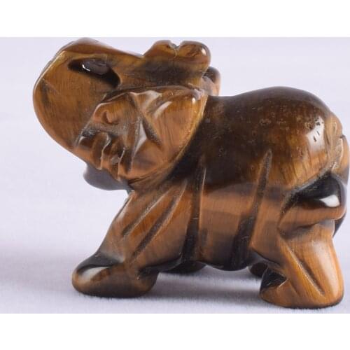 Tiger Eye Mini Figurine Natural Stone Elephant Statue Carved Craft Animals Decor Chakra Healing Crystal Feng Shui Decor Gift