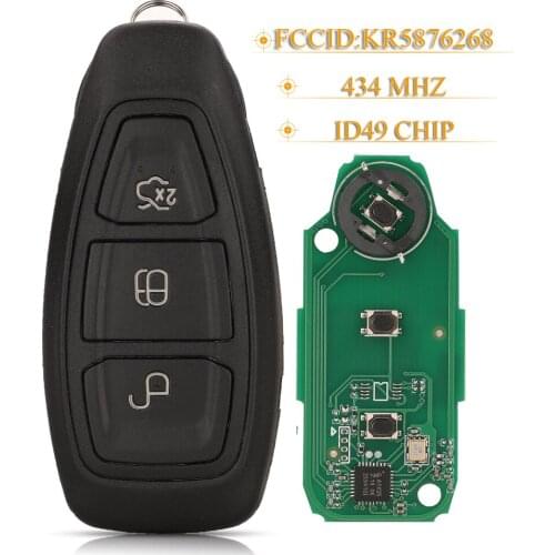 Kutery 3 Buttons Smart Remote Car Key Fob 434Mhz ID49 For Ford B-Max C-Max Fiesta Galaxy Grand C-Max Kuga Mondeo S-Max